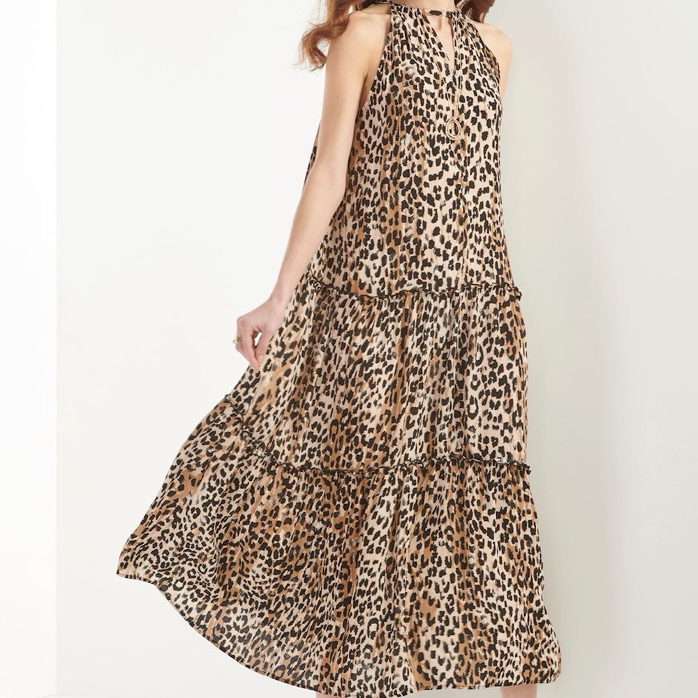 Charlie Paige Leona Leopard Print Maxi Dress NWT Size Large!